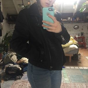 vegan leather black moto jacket